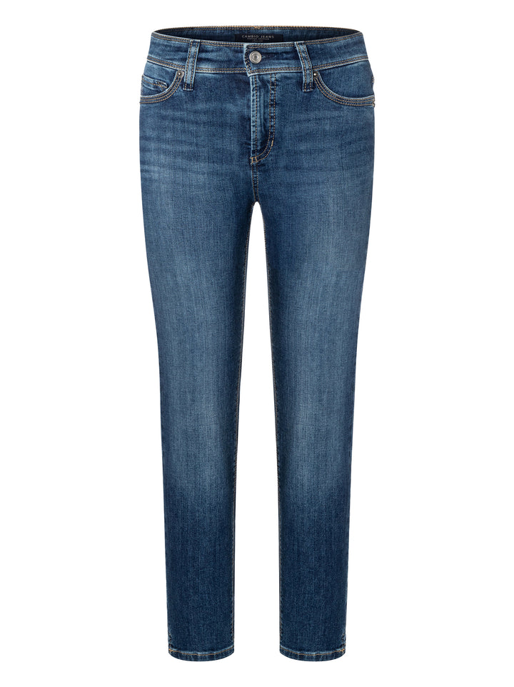 Cambio – Piper Short Jeans Blauw-92% katoen, 6% elastomultiester, 2% elastaan-DAMES BROEKEN-Blauw