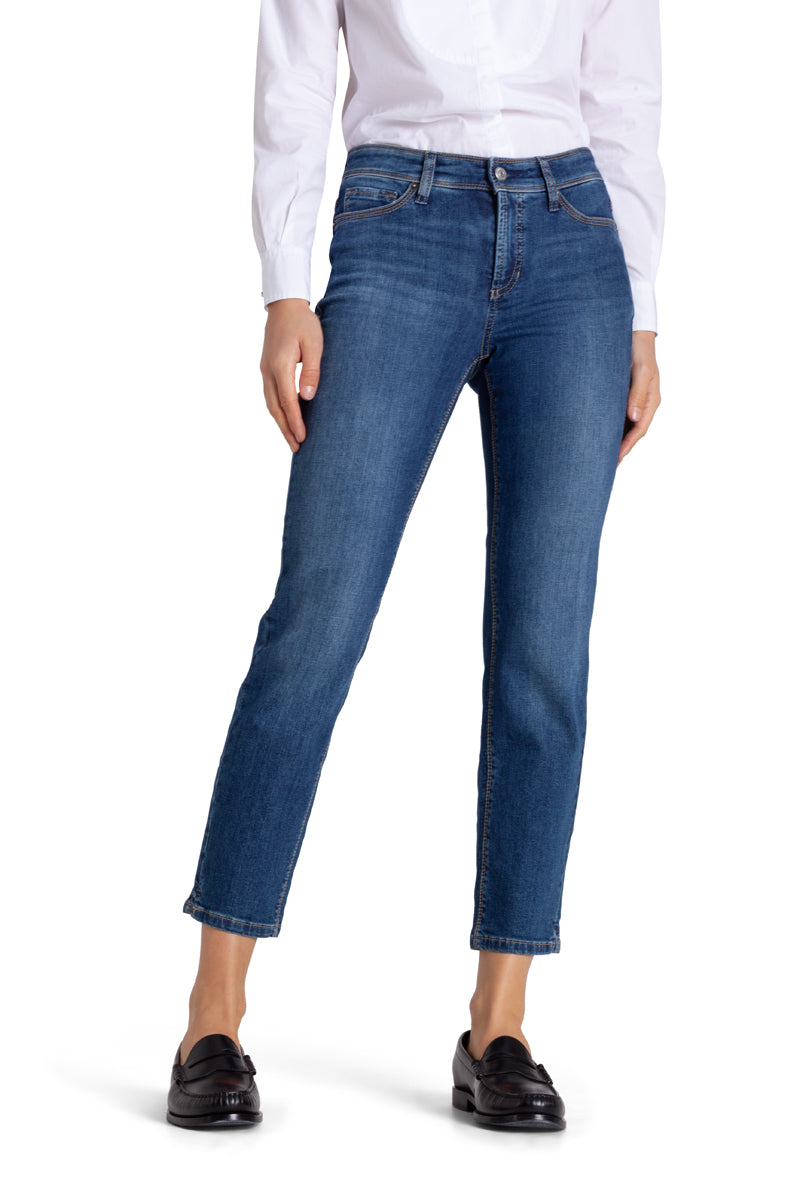 Cambio – Piper Short Jeans Blauw-92% katoen, 6% elastomultiester, 2% elastaan-DAMES BROEKEN-Blauw