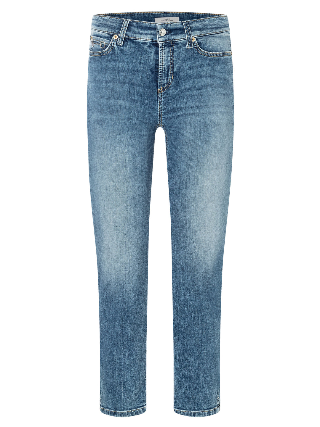 Cambio Piper short sunny jeans-92% Katoen<br />6% Elastomultiester<br />2% Elastaan-DAMES BROEKEN-Blauw