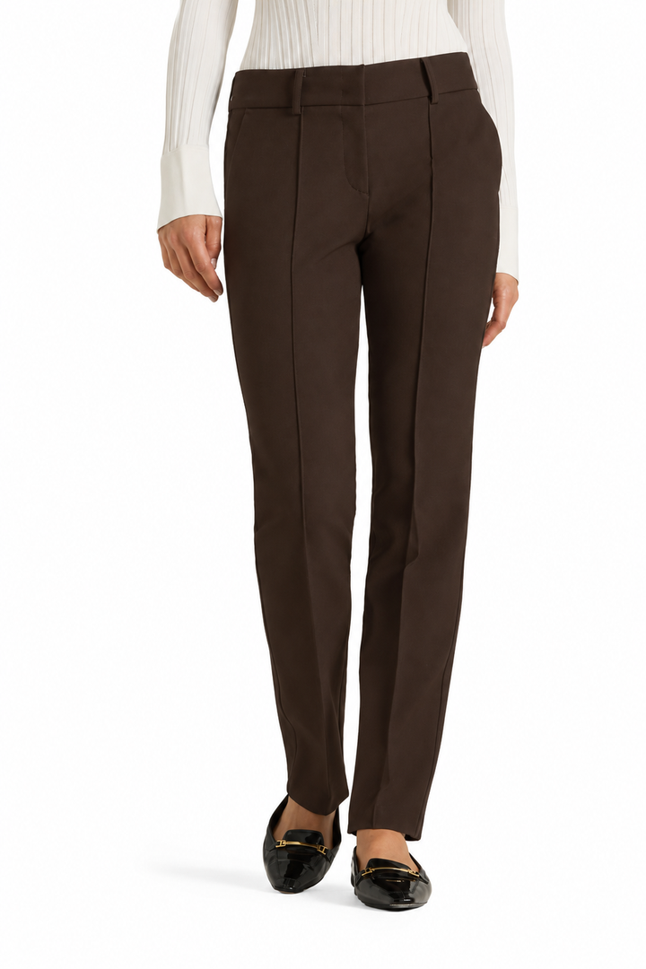 Cambio Sarah Pantalon – Bruin-63% polyester, 27% viscose, 7% katoen, 3% elastaan-DAMES BROEKEN-Bruin