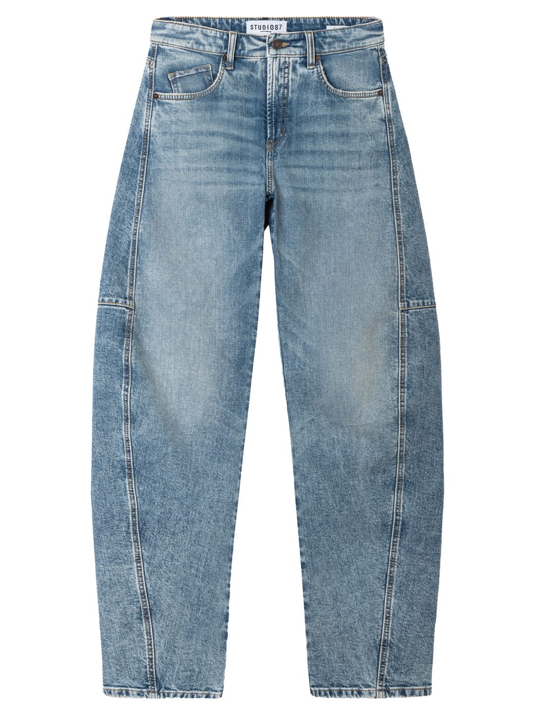 Cambio Studio87 Baggy Twisted Jeans – Blauw-98% katoen, 2% elasthaan-DAMES BROEKEN-Blauw