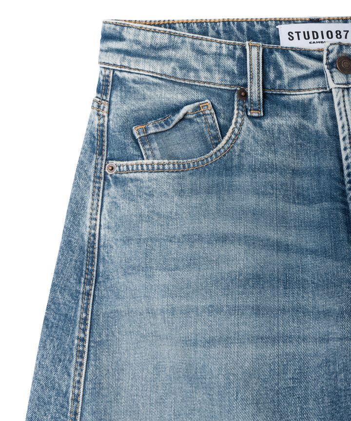 Cambio Studio87 Baggy Twisted Jeans – Blauw-98% katoen, 2% elasthaan-DAMES BROEKEN-Blauw