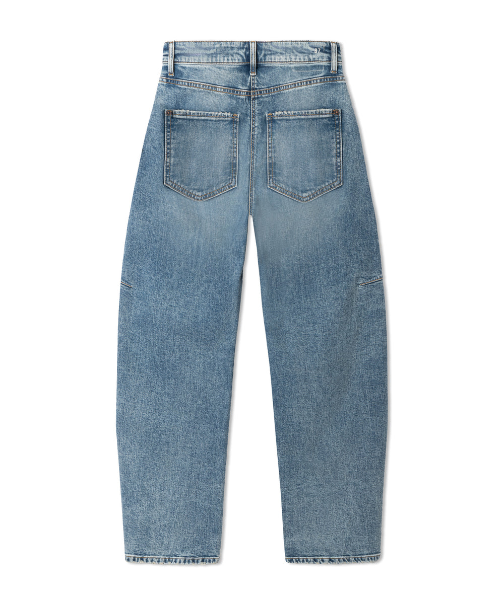 Cambio Studio87 Baggy Twisted Jeans – Blauw-98% katoen, 2% elasthaan-DAMES BROEKEN-Blauw
