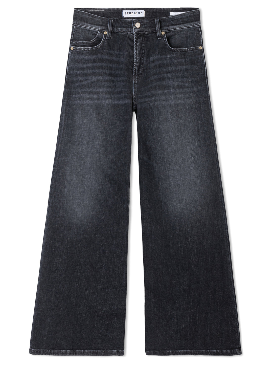 Cambio Studio87 Palazzo Flare Jeans-97% katoen, 3% elastaan-DAMES BROEKEN-Zwart