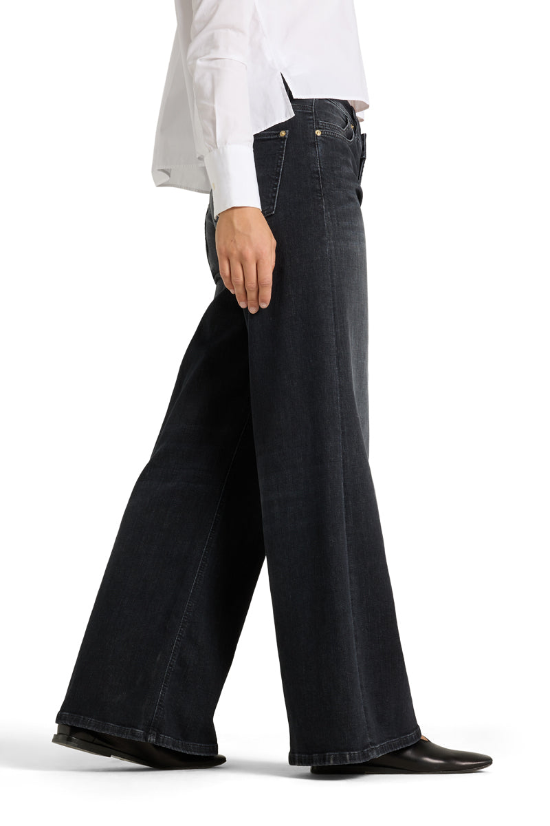 Cambio Studio87 Palazzo Flare Jeans-97% katoen, 3% elastaan-DAMES BROEKEN-Zwart