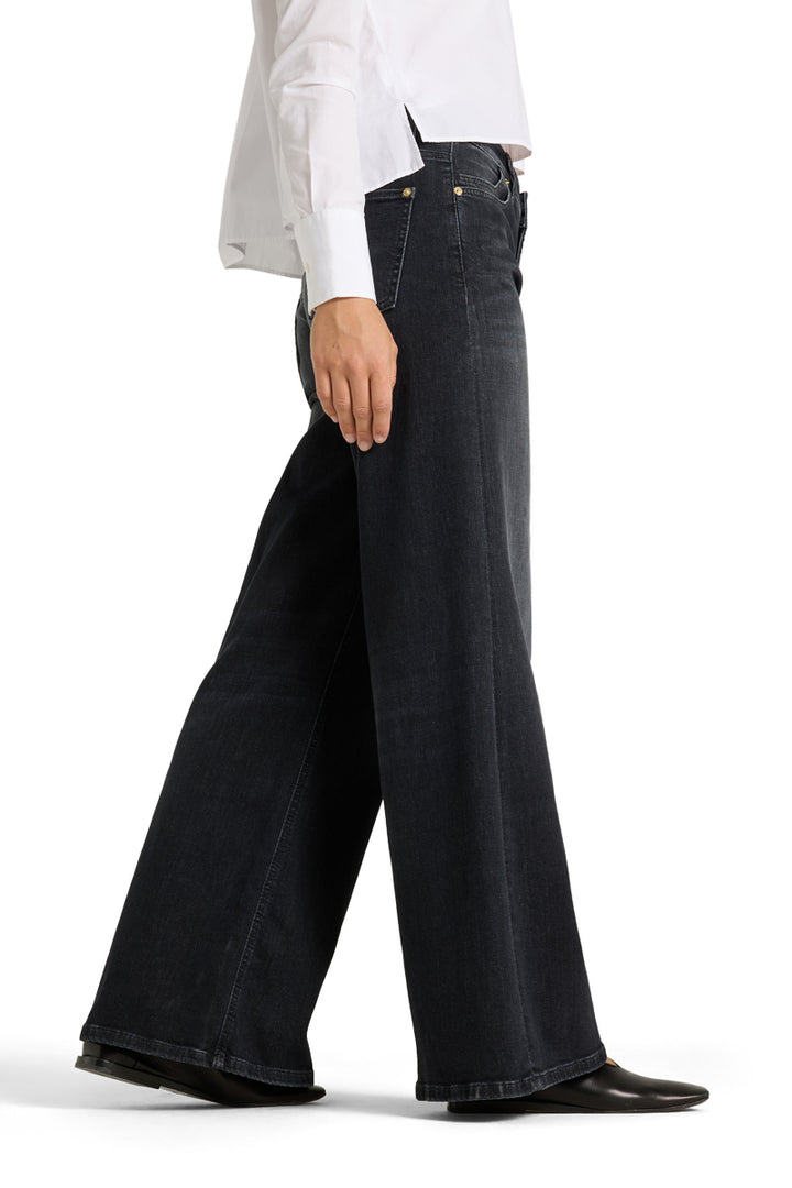 Cambio Studio87 Palazzo Flare Jeans-97% katoen, 3% elastaan-DAMES BROEKEN-Zwart