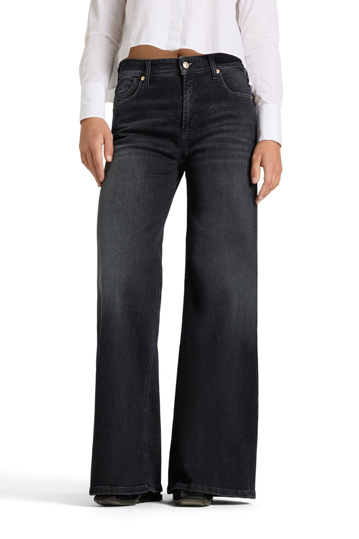 Cambio Studio87 Palazzo Flare Jeans-97% katoen, 3% elastaan-DAMES BROEKEN-Zwart