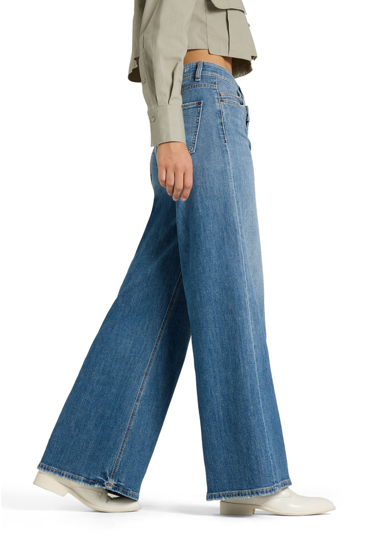 Cambio Studio87 Palazzo Flare Jeans – Blauw-79% katoen, 20% polyester, 1% elasthaan-DAMES BROEKEN-Blauw