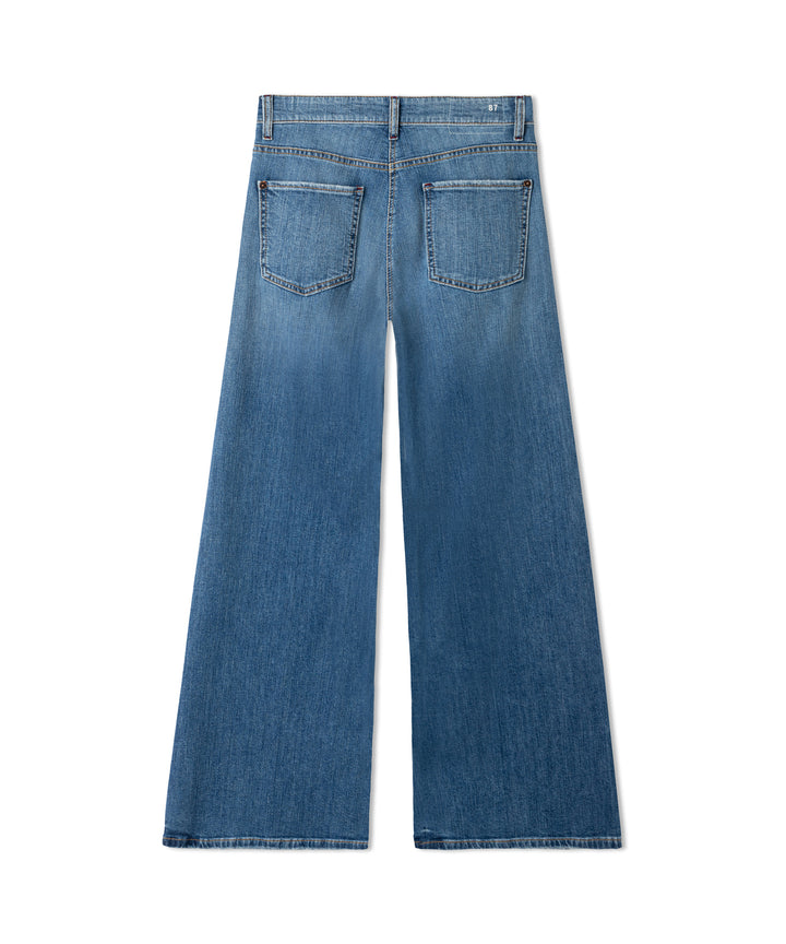 Cambio Studio87 Palazzo Flare Jeans – Blauw-79% katoen, 20% polyester, 1% elasthaan-DAMES BROEKEN-Blauw