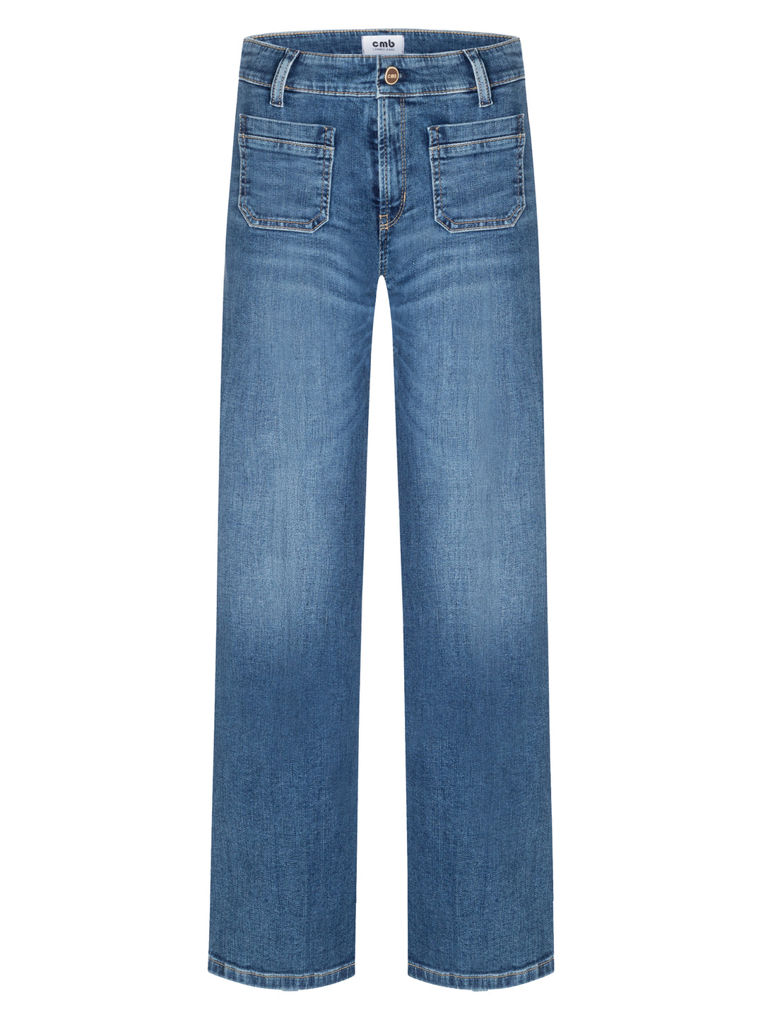 Cambio – Tess Pocket Jeans Blauw-97% katoen, 3% elastaan-DAMES BROEKEN-Blauw