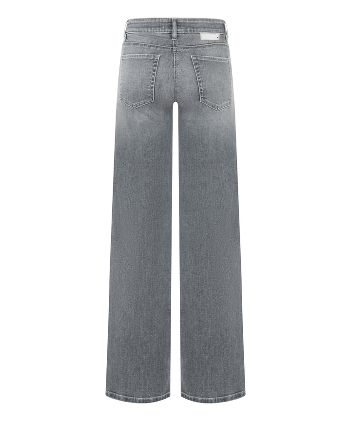 Cambio Tess wide leg-92% Katoen<br />6% Elastomultiester <br />2% Elastaan-DAMES BROEKEN-Grijs