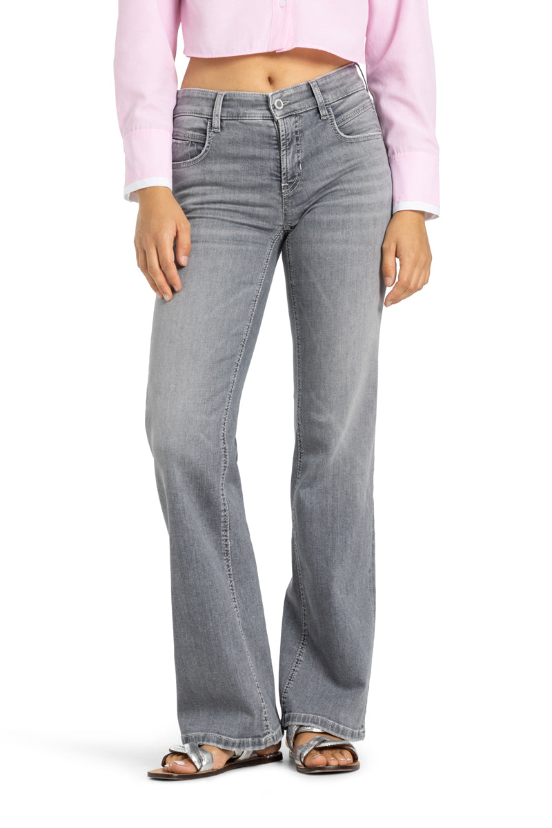 Cambio Tess wide leg-92% Katoen<br />6% Elastomultiester <br />2% Elastaan-DAMES BROEKEN-Grijs