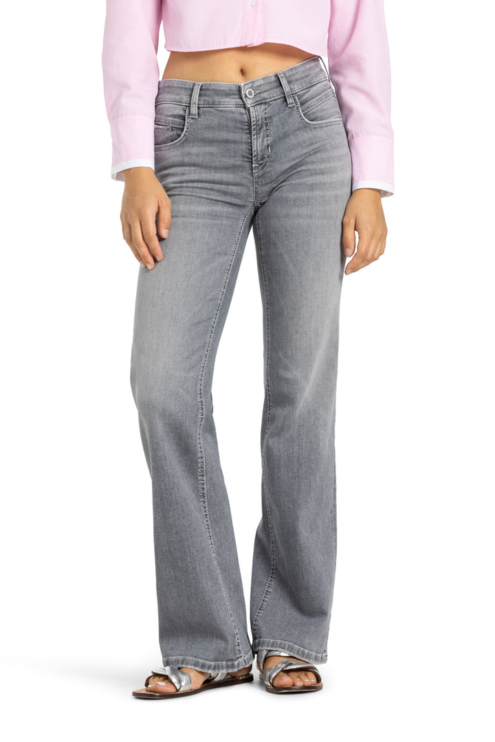 Cambio Tess wide leg-92% Katoen<br />6% Elastomultiester <br />2% Elastaan-DAMES BROEKEN-Grijs