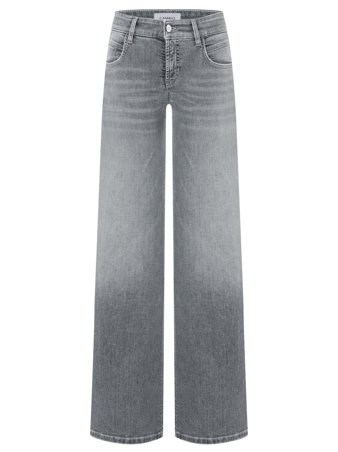 Cambio Tess wide leg-92% Katoen<br />6% Elastomultiester <br />2% Elastaan-DAMES BROEKEN-Grijs