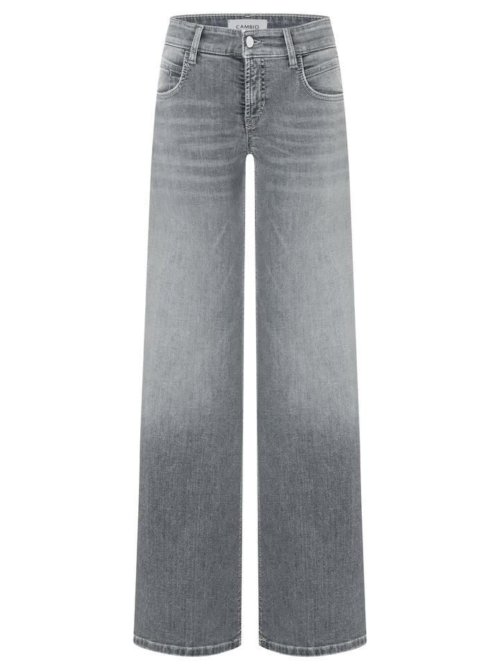 Cambio Tess wide leg-92% Katoen<br />6% Elastomultiester <br />2% Elastaan-DAMES BROEKEN-Grijs