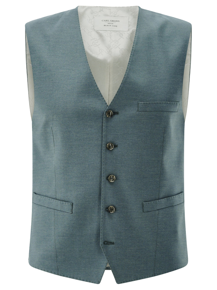 Carl Gross CG Waldo gilet-54% Scheerwol<br />43% Viscose<br />3% Elastaan-HEREN PAKKEN & COLBERTS-Groen