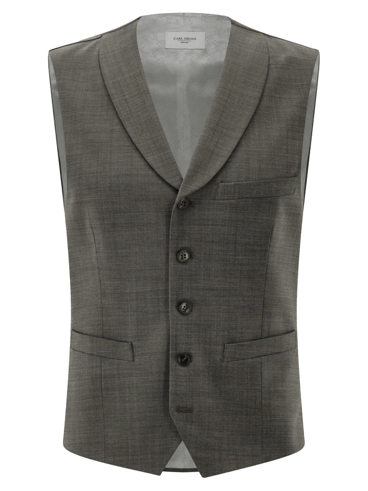 Carl Gross CG Warren Gilet – Bruin-52% polyester, 43% wol, 5% elasthaan-HEREN PAKKEN & COLBERTS-Bruin