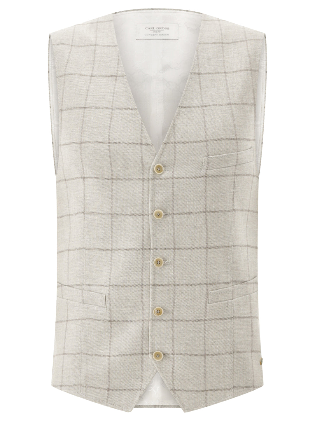 Carl Gross CG Wilson-G gilet-42&% Linnen<br />22% Polyester<br />20% Wol<br />16% Viscose-HEREN PAKKEN & COLBERTS-Beige