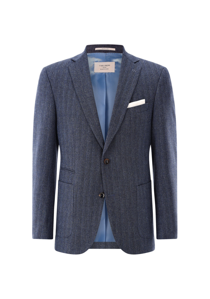 Carl Gross colbert black line-58% wol, 42% linnen<br />-HEREN PAKKEN & COLBERTS-Blauw