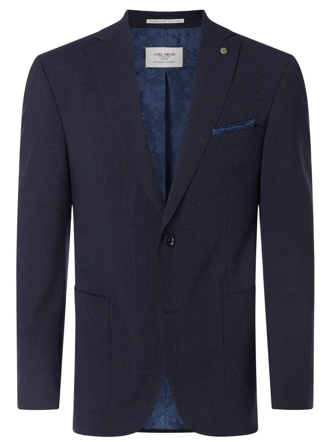 Carl Gross colbert SOEREN-100% wol-HEREN PAKKEN & COLBERTS-Blauw