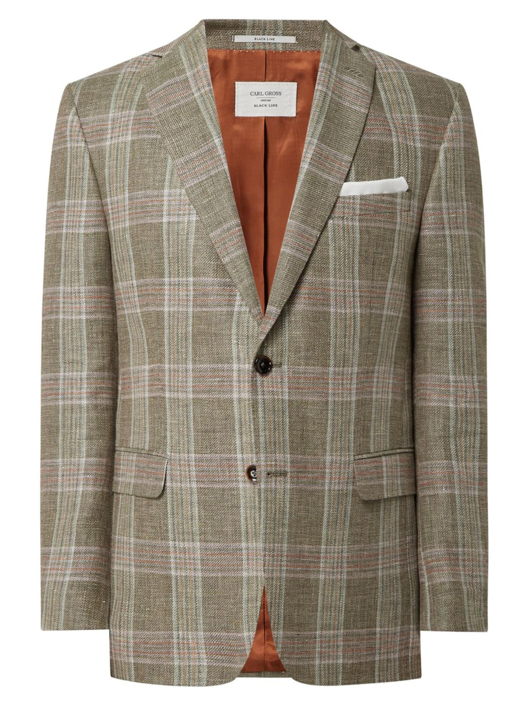 Carl Gross colbert Tomson-Hoofdmateriaal 1: 60% Linnen, 40% Wol<br />Voering 1: 100% Viscose-HEREN PAKKEN & COLBERTS-Groen