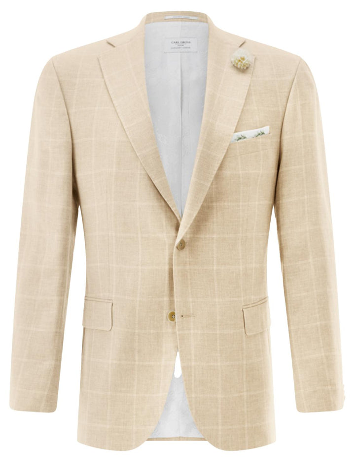 Carl Gross MIX & MATCH colbert-42% linnen, 22% polyester, 20% wol, 16% viskose-HEREN PAKKEN & COLBERTS-Beige