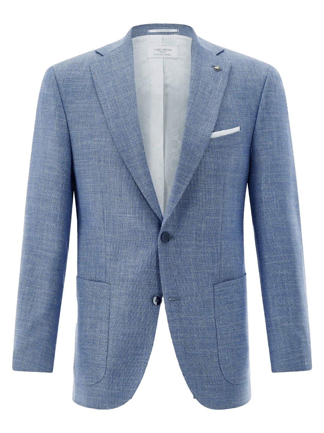 Carl Gross Sander-G SV Colbert-45% polyester, 33% wol, 12% viskose, 8% linnen, 2% elasthaan<br />-HEREN PAKKEN & COLBERTS-Blauw
