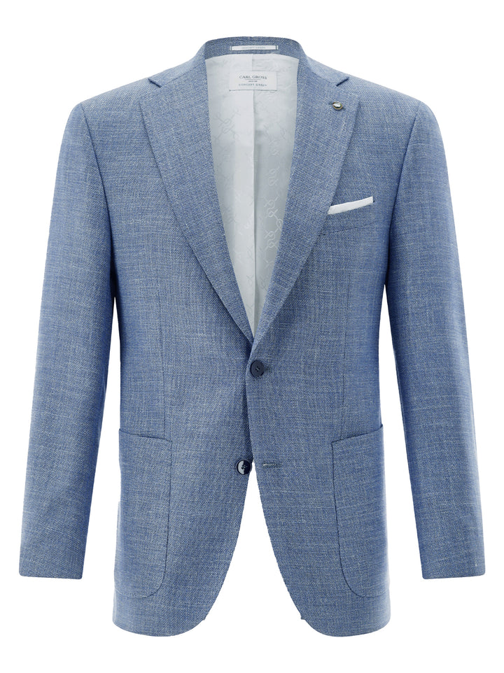 Carl Gross Sander-G SV Colbert-45% polyester, 33% wol, 12% viskose, 8% linnen, 2% elasthaan<br />-HEREN PAKKEN & COLBERTS-Blauw