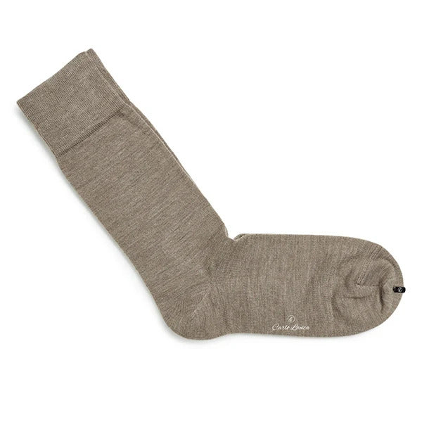 Carlo Lanza Heren Sokken – Beige-70% merino wol, 27% polyamide, 3% elasthaan-HEREN ONDER- EN BADMODE-Beige