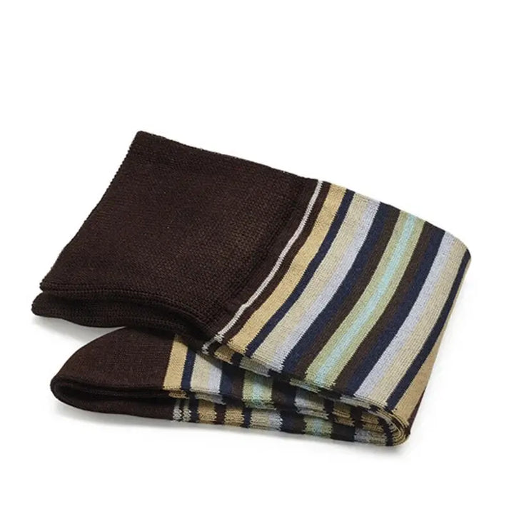 Carlo Lanza sokken bruin/groene streep-80% katoen, 15% polyamide, 5% elasthaan-HEREN ONDER- EN BADMODE-Bruin