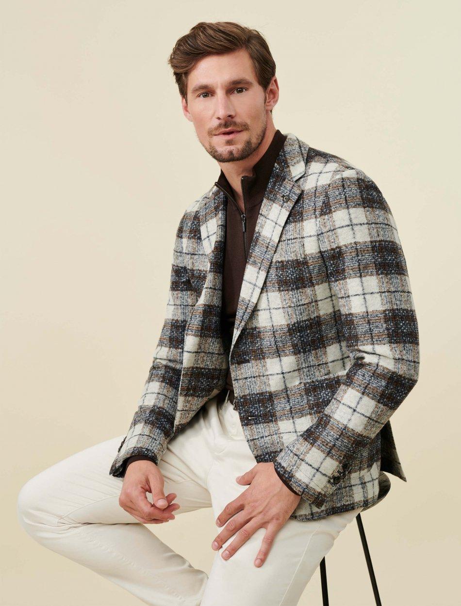 Cavallaro colbert AUGUSTO-54% polyacyl, 24% wol, 22% polyester-HEREN PAKKEN & COLBERTS-Blauw