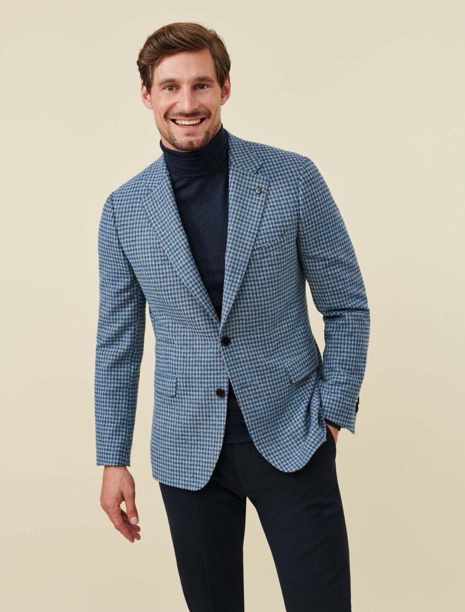 Cavallaro colbert SILVANO-52% wol, 46% polyester, 2% elasthaan-HEREN PAKKEN & COLBERTS-Blauw