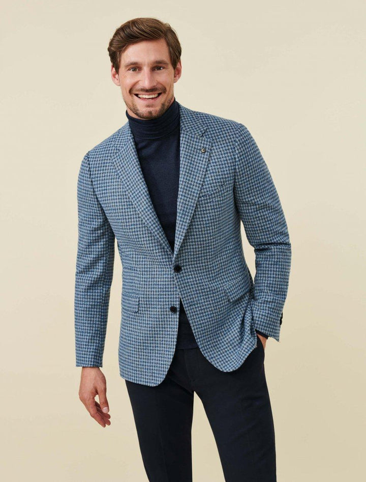 Cavallaro colbert SILVANO-52% wol, 46% polyester, 2% elasthaan-HEREN PAKKEN & COLBERTS-Blauw