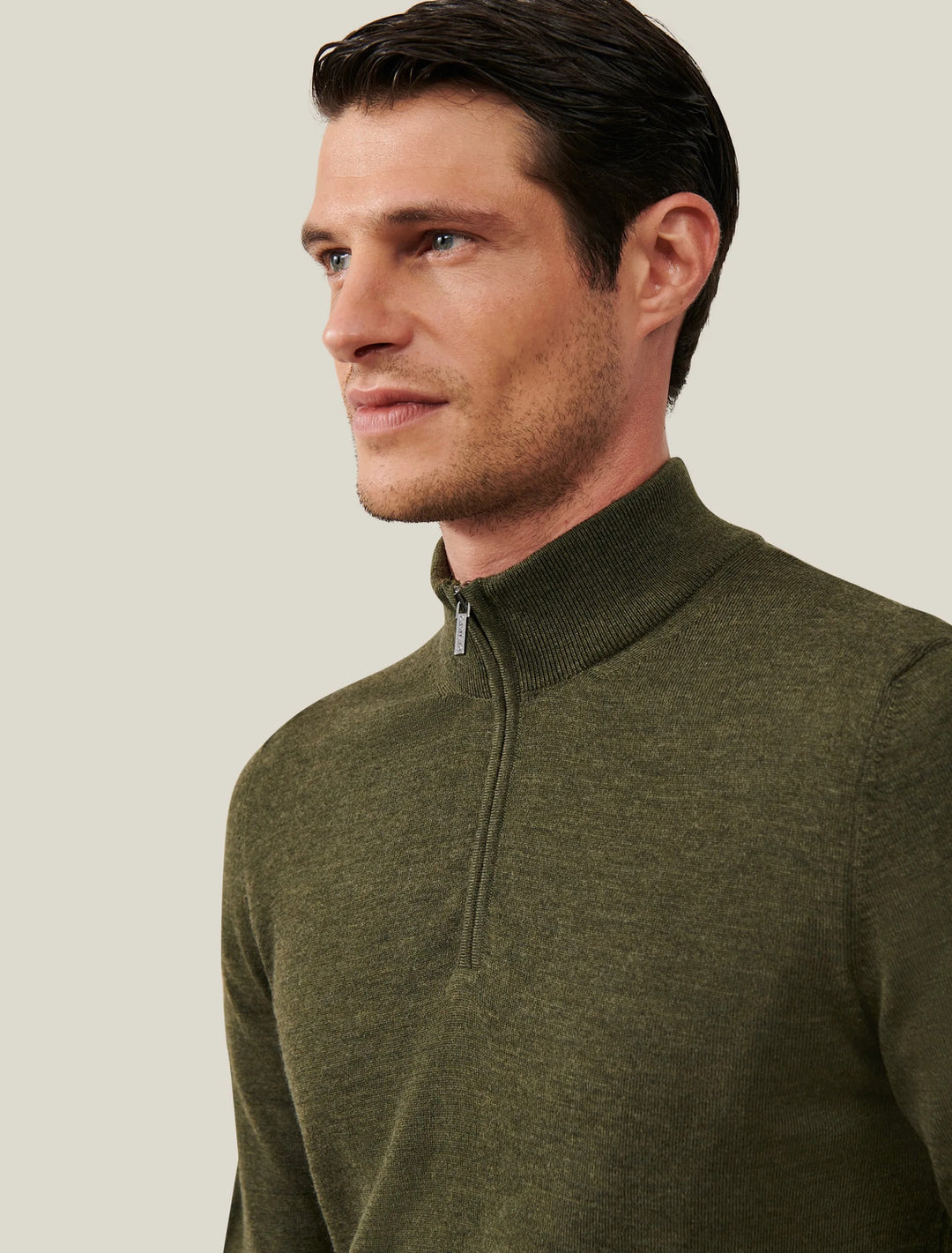 Cavallaro merino halfzip trui-100% wol-HEREN TRUIEN & VESTEN-Groen