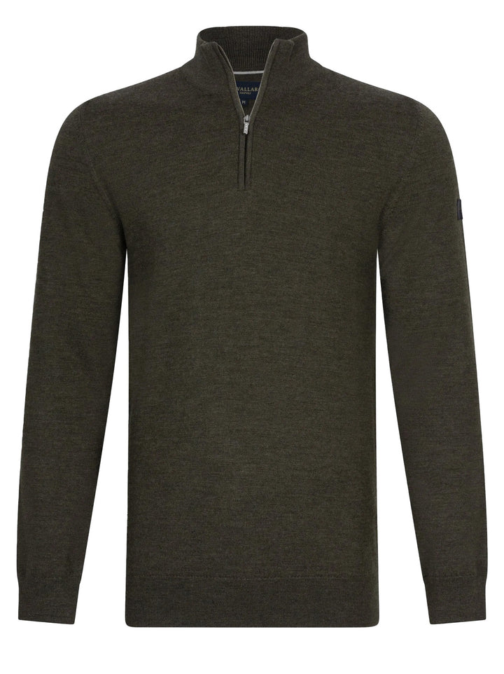 Cavallaro merino halfzip trui-100% wol-HEREN TRUIEN & VESTEN-Groen
