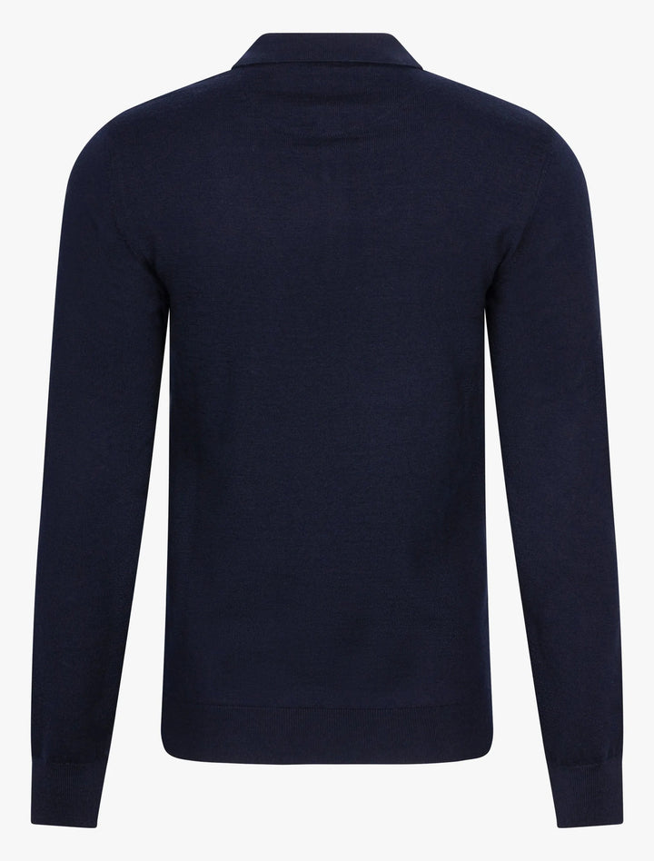 Cavallaro Merino polo LS-100% Merinowol-HEREN POLO'S & T-SHIRTS-Blauw