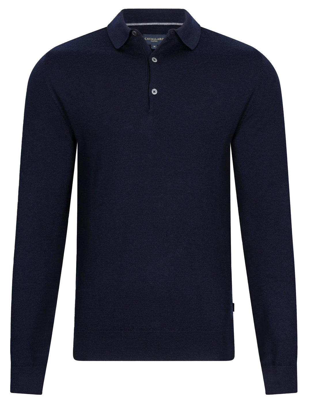 Cavallaro Merino polo LS-100% Merinowol-HEREN POLO'S & T-SHIRTS-Blauw
