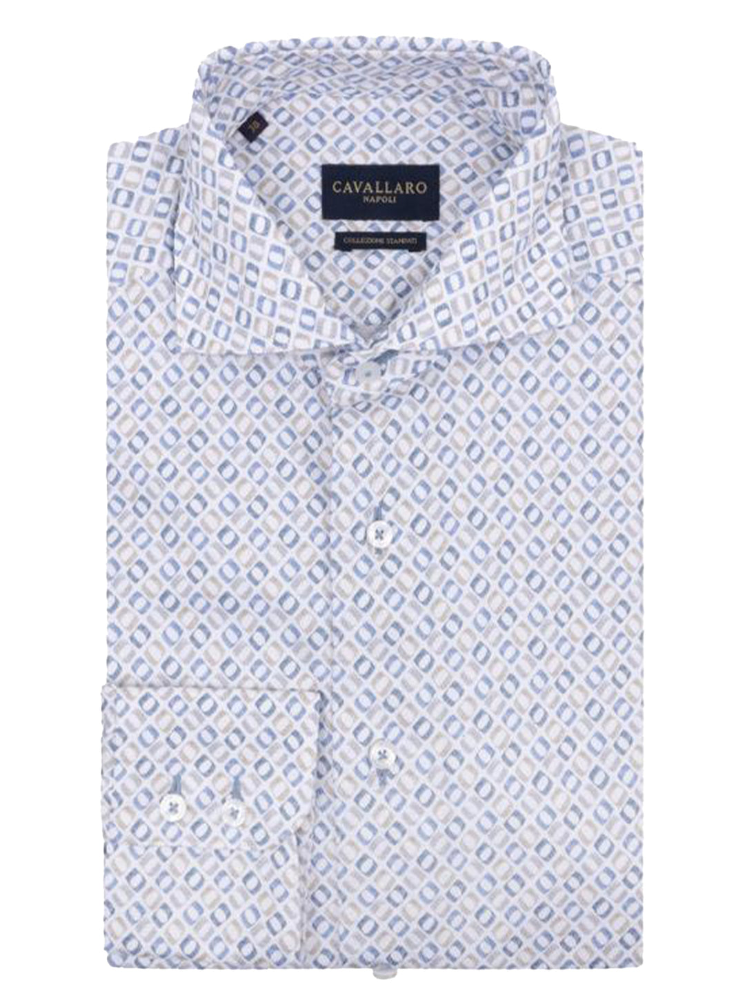Cavallaro MIDOTI overhemd -100% katoen-HEREN SHIRTS-Blauw