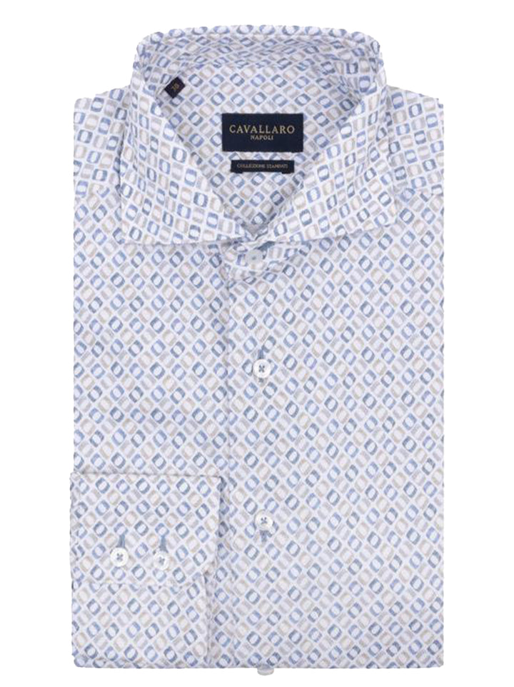 Cavallaro MIDOTI overhemd -100% katoen-HEREN SHIRTS-Blauw