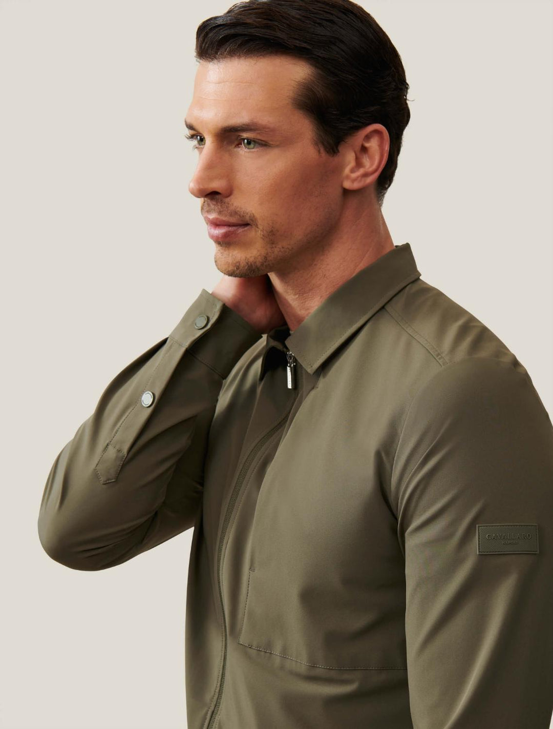 Cavallaro PAVENIO overshirt-90% polyamide, 10% elasthaan-HEREN SHIRTS-Groen