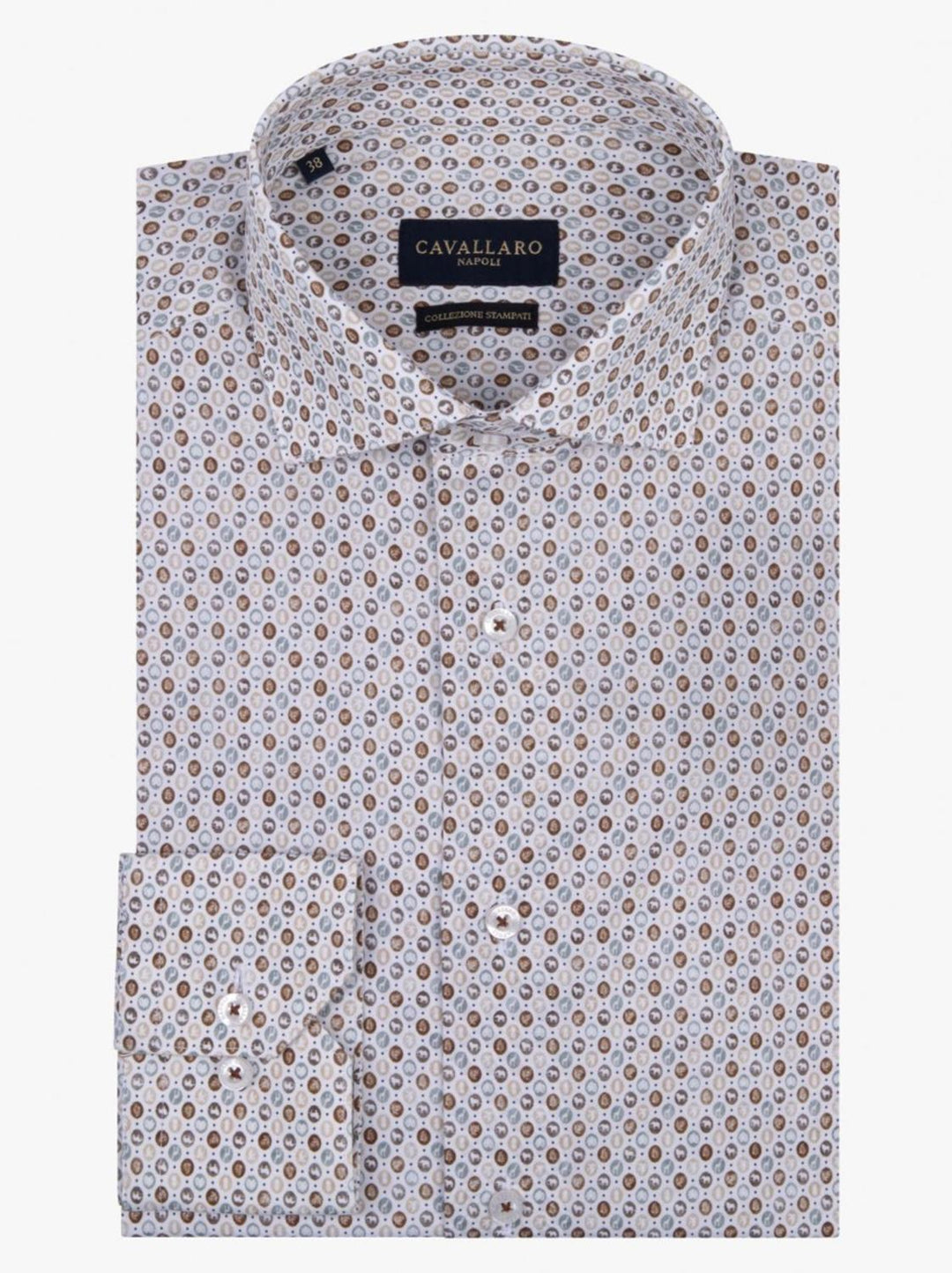Cavallaro shirt TULIO-100% katoen-HEREN SHIRTS-Bruin