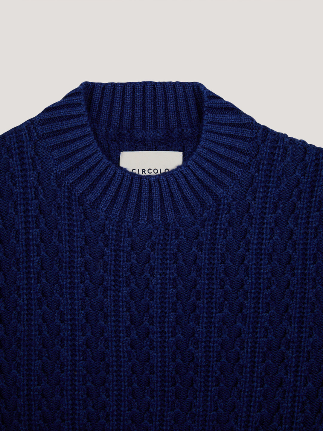 Circolo 1901 trui blauw ronde hals-100% Scheerwol-HEREN TRUIEN & VESTEN-Blauw