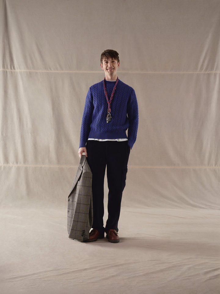 Circolo 1901 trui blauw ronde hals-100% Scheerwol-HEREN TRUIEN & VESTEN-Blauw