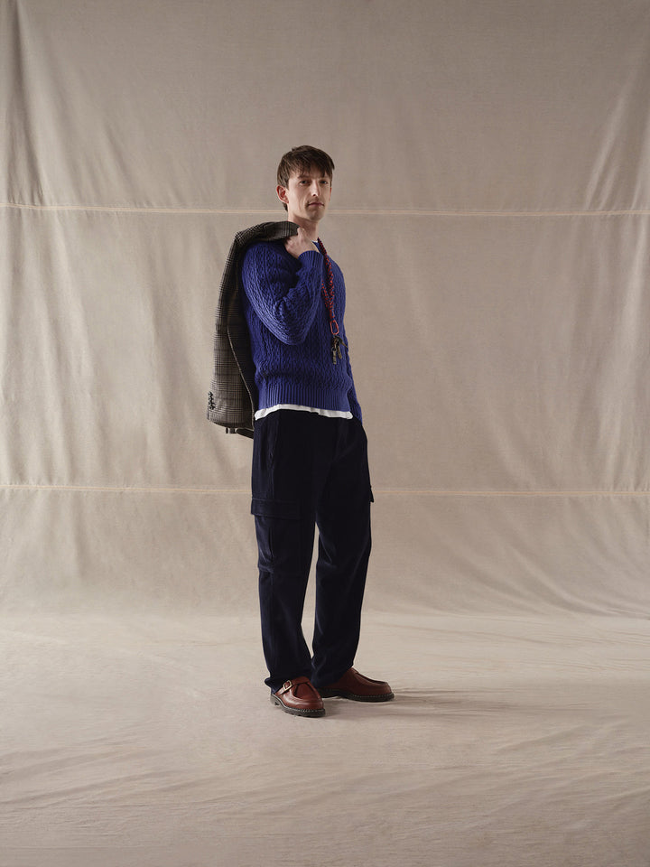 Circolo 1901 trui blauw ronde hals-100% Scheerwol-HEREN TRUIEN & VESTEN-Blauw