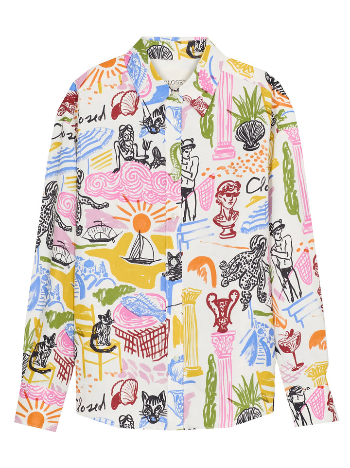 Closed Blouse-77% viscose, 23% linnen-DAMES TOPS & BLOUSES-Divers