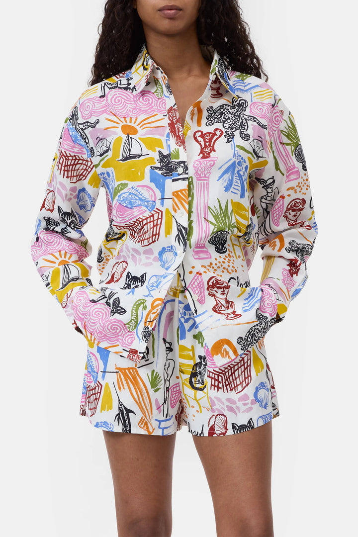 Closed Blouse-77% viscose, 23% linnen-DAMES TOPS & BLOUSES-Divers