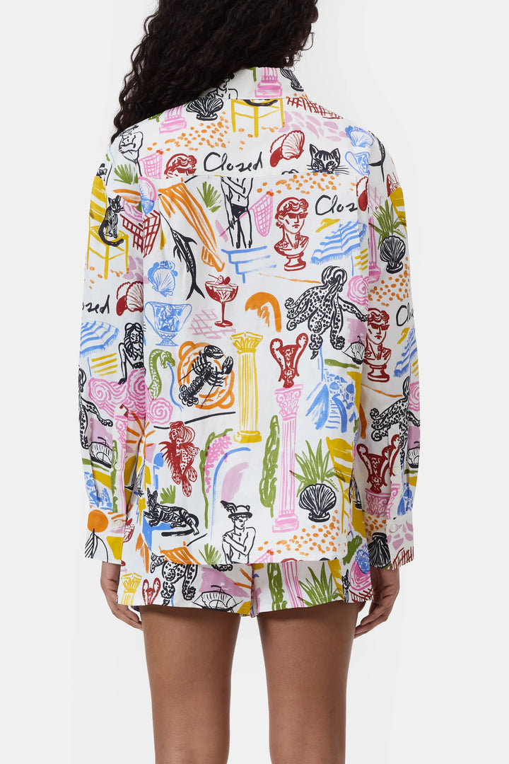 Closed Blouse-77% viscose, 23% linnen-DAMES TOPS & BLOUSES-Divers