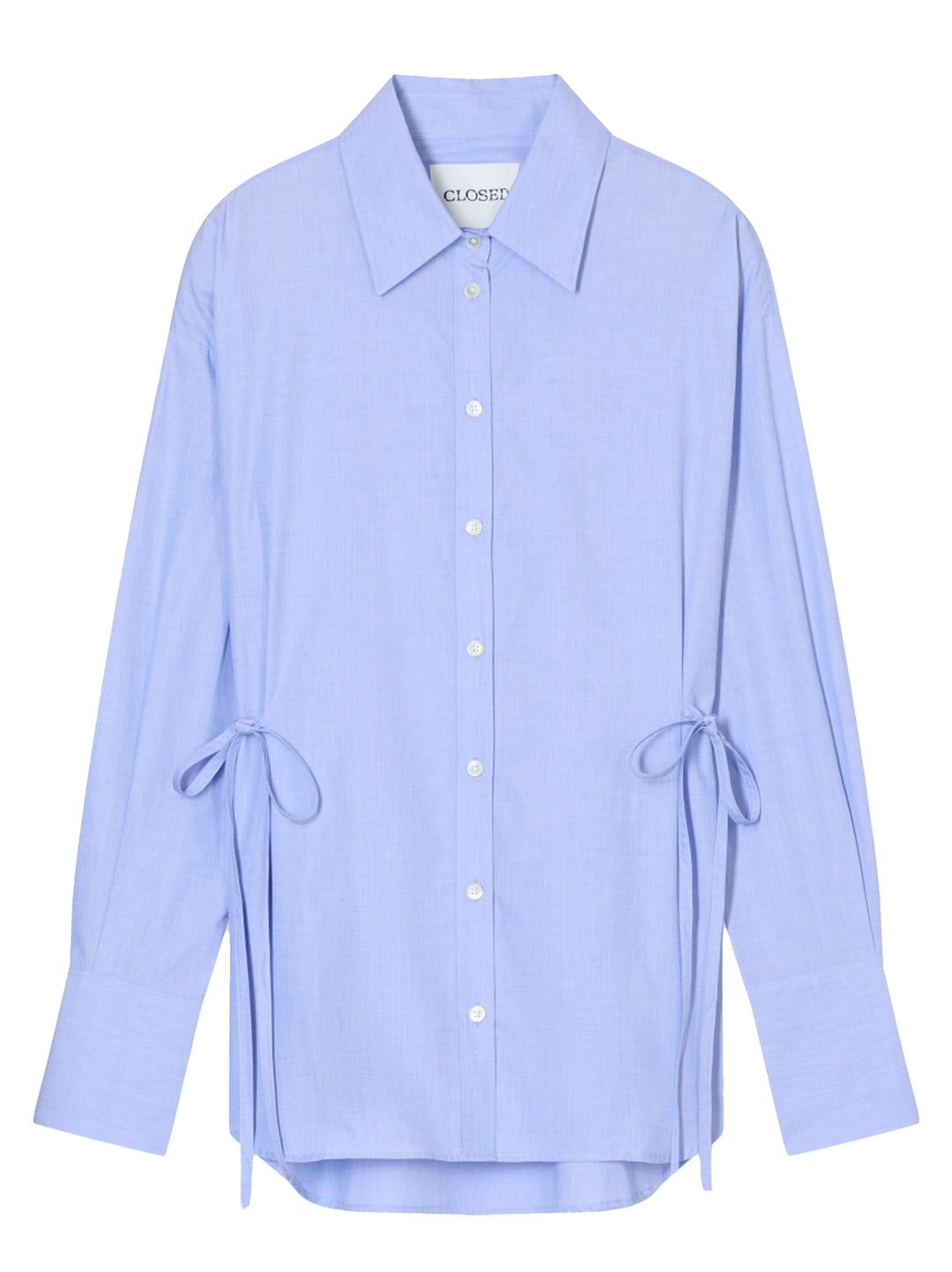 Closed Blouse met taillebandjes – Blauw-100% katoen-DAMES TOPS & BLOUSES-Blauw