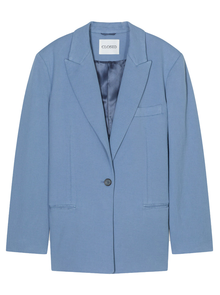 Closed Contemporary Blazer - Blauw-49% katoen, 31% linnen, 19% lyocell, 1% elastaan-DAMES BLAZERS & JASJES-Blauw