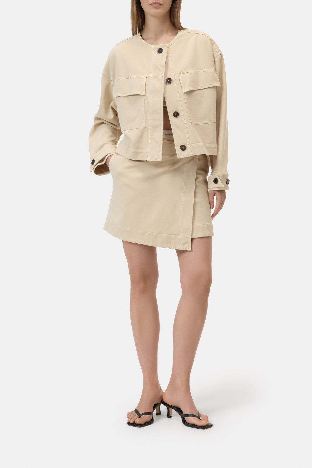 Closed Cropped utility Jacket – Beige-64% lyocell, 34% katoen, 2% elastaan-DAMES BLAZERS & JASJES-Beige